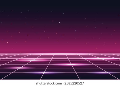 Retro Sci-Fi Background Futuristic landscape of the 80s. Digital Cyber Surface. design in the style of the 1980's