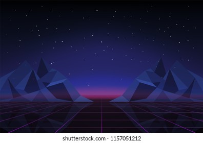 Retro Sci-Fi Background. Futuristic Vector illustration in 80s posters style.