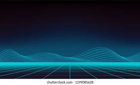 Retro Sci-Fi Background. Futuristic Vector illustration in 80s posters style.