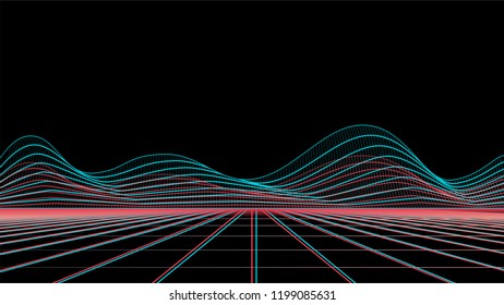 Retro Sci-Fi Background. Futuristic Vector illustration in 80s posters style.