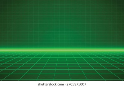Retro SciFi Background Grid landscape Digital Futuristic cyber surface Double infinite grid light