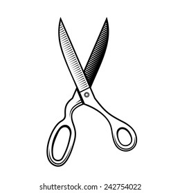 Retro Scissors Icon on a White Background. Vector illustration