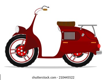Retro scooter in cartoon style. Vector 