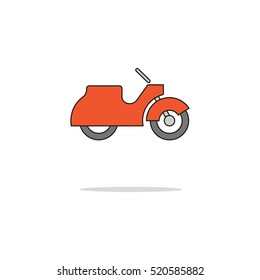 Retro scooter color thin line icon.Vector illustration