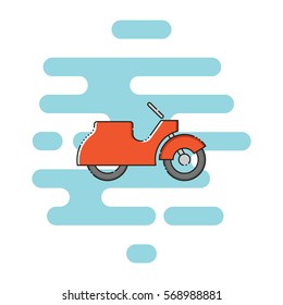 Retro scooter color thin line icon. Mbe minimalism style