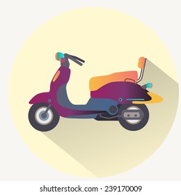 Retro scooter flat illustration 