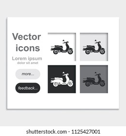 Retro scooter flat placed on web page template vector icon.