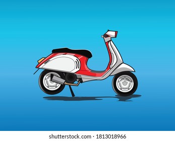 Retro scooter, flat style vector illustration for delivery and tourism. Economical city transport.