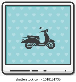 Retro scooter flat vector icon.