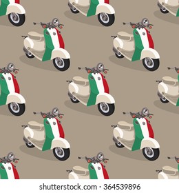 Retro scooter isolated. Fast delivery. Italian style.Seamless pattern with  scooter Italy.