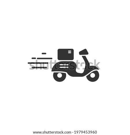 Retro scooter or motorbike with parcels. Fast delivery concept. Online order. box, package, transportation, container. Receive, send and transfer products.  