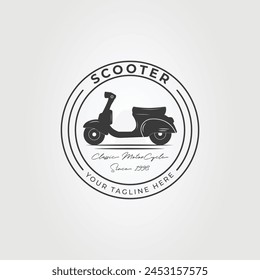 retro scooter motorcycle or motorbike logo vector illustration design