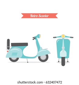 Retro scooter on white background vector illustration