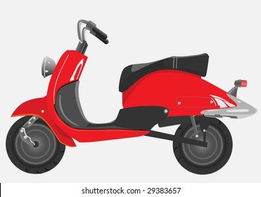 Retro the scooter, red with the chromeplated elements