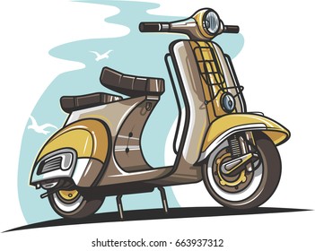 Retro scooter. Vector EPS10