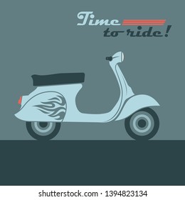 Retro scooter vector image. Vintage moped - a popular vehicle in the cities of Italy