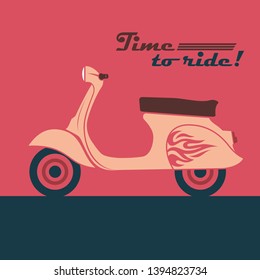 Retro scooter vector image. Vintage moped - a popular vehicle in the cities of Italy