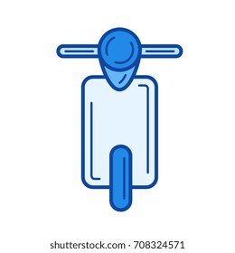Retro scooter vector line icon isolated on white background. Retro scooter line icon for infographic, website or app. Blue icon designed on a grid system.