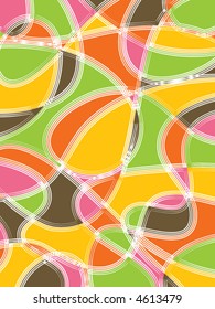 retro scribble orange yellow pink pattern (vector) - pattern illustration