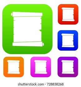 Retro scroll paper set icon color in flat style isolated on white. Collection sings vector illustration