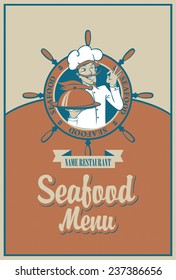 Retro seafood menu with the chef