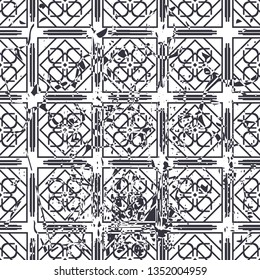 Retro seamless art deco vintage pattern. Geometric ornamental vintage texture with grunge effect.
