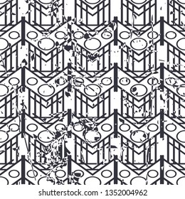 Retro seamless art deco vintage pattern. Geometric ornamental vintage texture with grunge effect.
