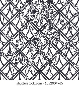 Retro seamless art deco vintage pattern. Geometric ornamental vintage texture with grunge effect.