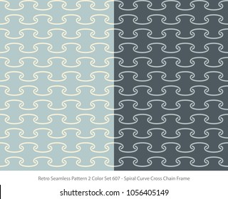 Retro Seamless Background 2 Color Set Spiral Curve Cross Chain Frame