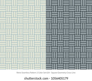 Retro Seamless Background 2 Color Set Square Geometry Cross Line