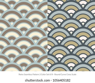 Retro Seamless Background 2 Color Set Round Curve Cross Scale
