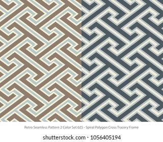 Retro Seamless Background 2 Color Set Spiral Polygon Cross Tracery Frame
