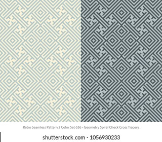Retro Seamless Background 2 Color Set Geometry Spiral Check Cross Tracery