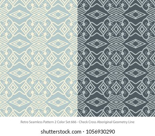Retro Seamless Background 2 Color Set Check Cross Aboriginal Geometry Line