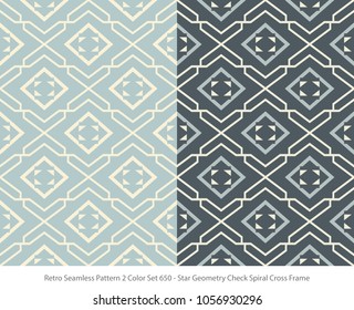 Retro Seamless Background 2 Color Set Star Geometry Check Spiral Cross Frame
