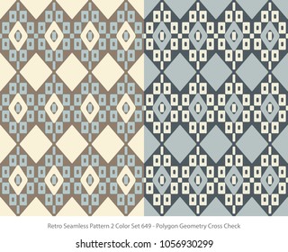 Retro Seamless Background 2 Color Set Polygon Geometry Cross Check