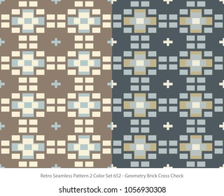 Retro Seamless Background 2 Color Set Star Geometry Brick Cross Check
