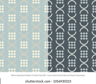 Retro Seamless Background 2 Color Set Curve Semi Circle Round Check Geometry