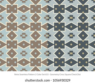 Retro Seamless Background 2 Color Set Star Geometry Cross Square Check Dot