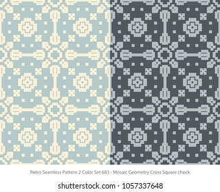 Retro Seamless Background 2 Color Set Mosaic Geometry Cross Square check