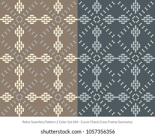 Retro Seamless Background 2 Color Set Curve Check Cross Frame Geometry