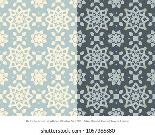 Retro Seamless Background 2 Color Set Star Round Cross Flower Frame