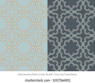 Retro Seamless Background 2 Color Set Curve Cross Frame Flower