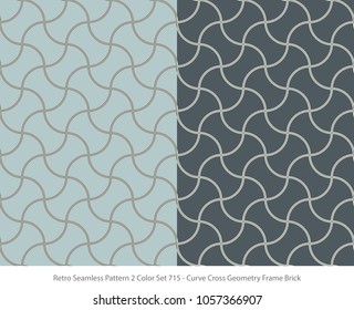 Retro Seamless Background 2 Color Set Curve Cross Geometry Frame Brick