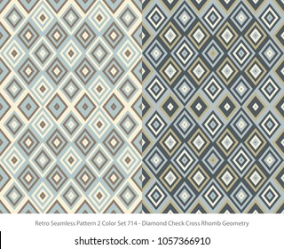 Retro Seamless Background 2 Color Set Diamond Check Cross Rhomb Geometry