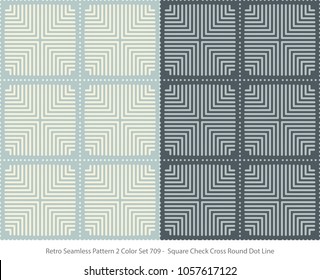 Retro Seamless Background 2 Color Set Square Check Cross Round Dot Line