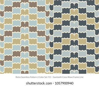 Retro Seamless Background 2 Color Set Sawtooth Cross Wave Frame Line