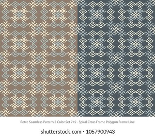 Retro Seamless Background 2 Color Set Spiral Cross Frame Polygon Frame Line
