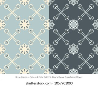 Retro Seamless Background 2 Color Set Round Curve Cross Frame Flower