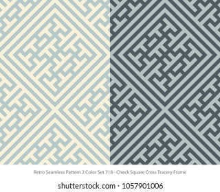 Retro Seamless Background 2 Color Set Check Square Cross Tracery Frame